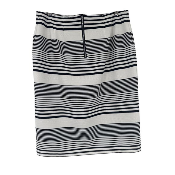 Chicos 1 Womens Black  ivory  Striped Pencil Skirt  Back Zipper Size medium - Picture 5 of 5